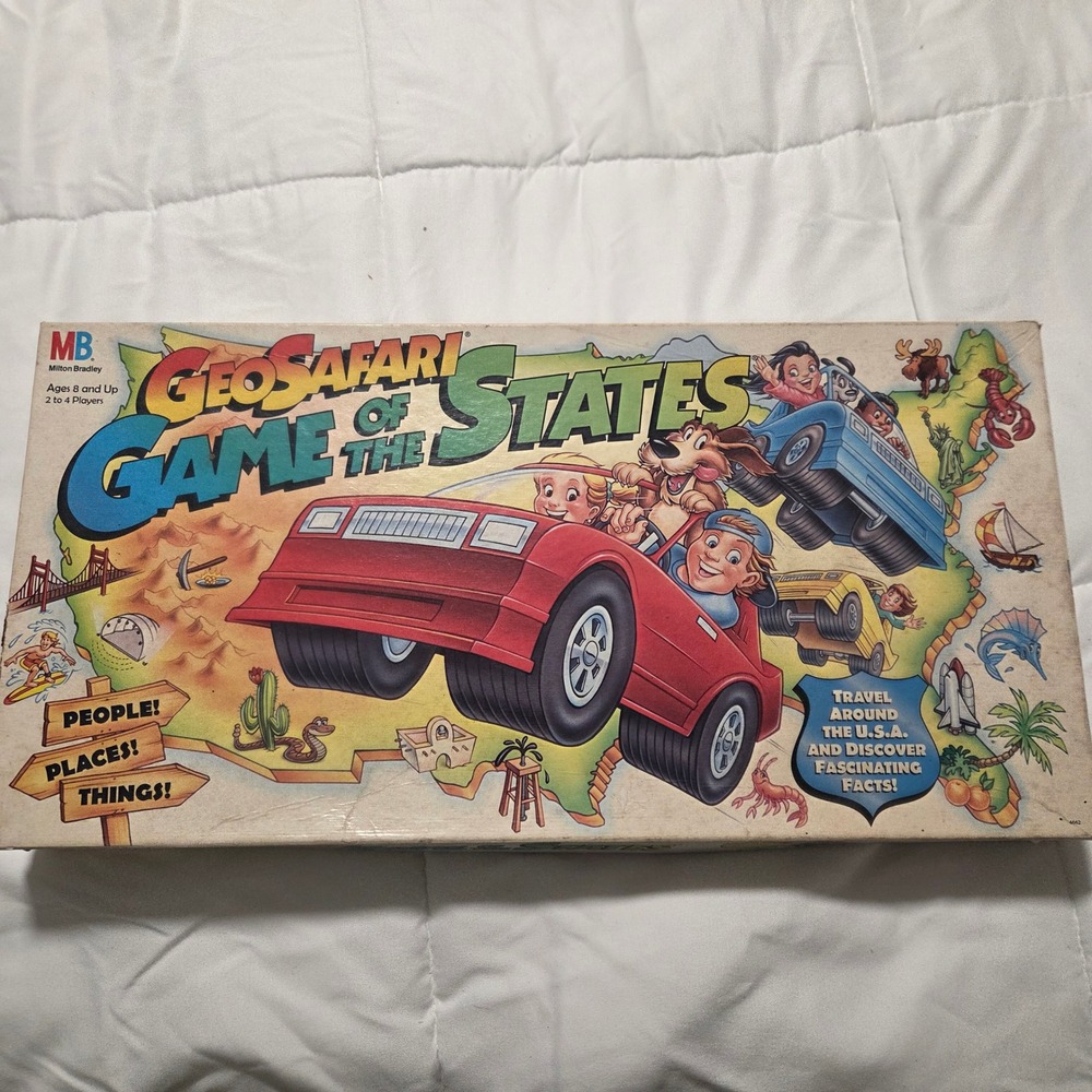 Vintage 1995 GeoSafari Game of the States Milton Bradley Board Game Complete